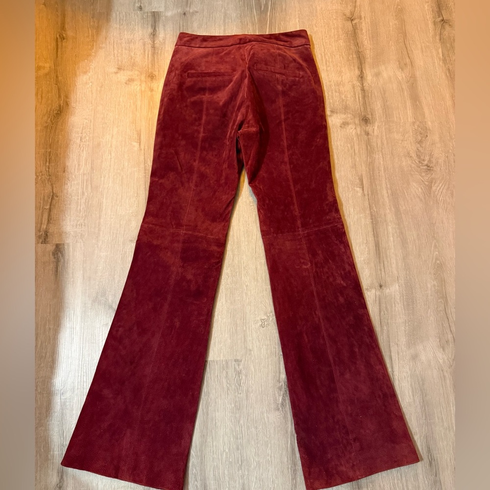 Anthropologie Burgundy Suede Flare Pants - NWT - Picture 6 of 13